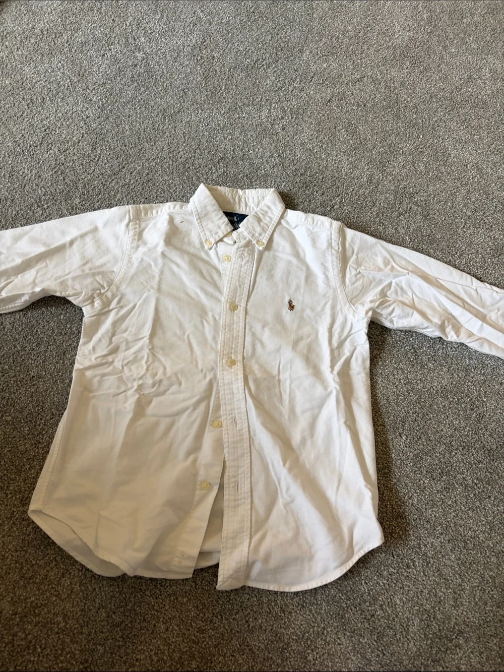 Ralph Lauren White Button-Down Dress Shirt with Pony Logo